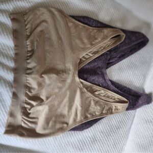 Fruit of the Loom Two-Pack Seamless Bralettes in Beige and Purple